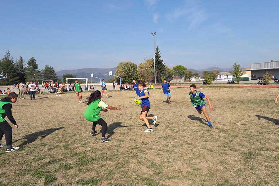 Match d'entrainement de rugby au lycée des Catalins